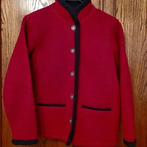 Women's  Talbots cranberry button down cozy jacket.